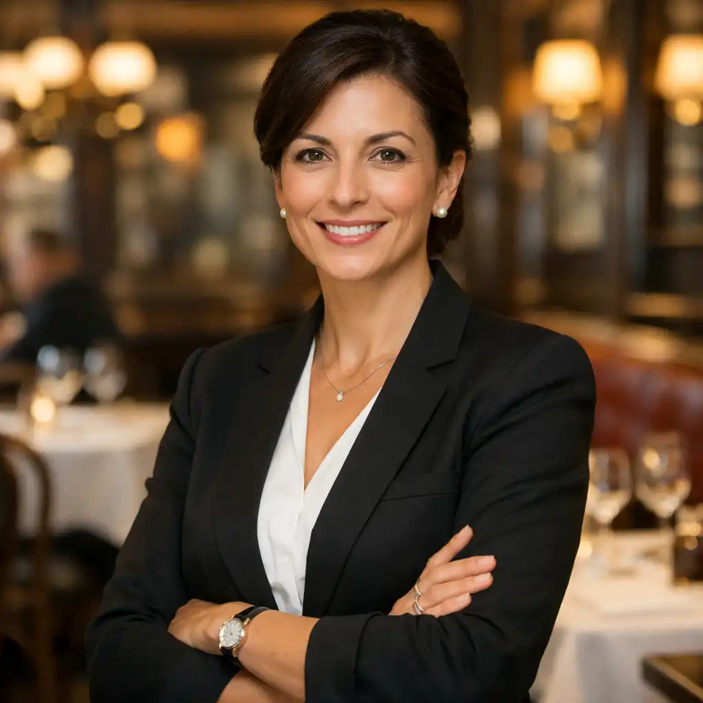 Portrait de la directrice de salle du Bistro Aubier souriante